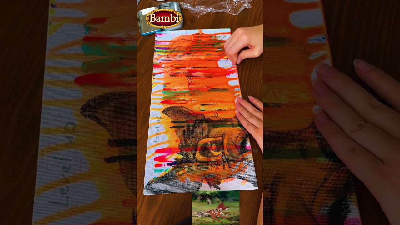 Drawing a Deer Bambi Cartoon 🌈 Animals Cinema Voices, DIY, Art Acrylic painting 