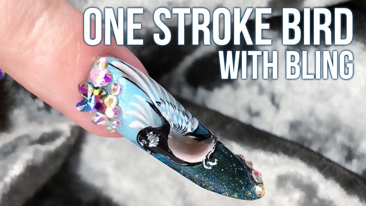 Hand Painted One Stroke Bird With Bling - Step By Step Tutorial