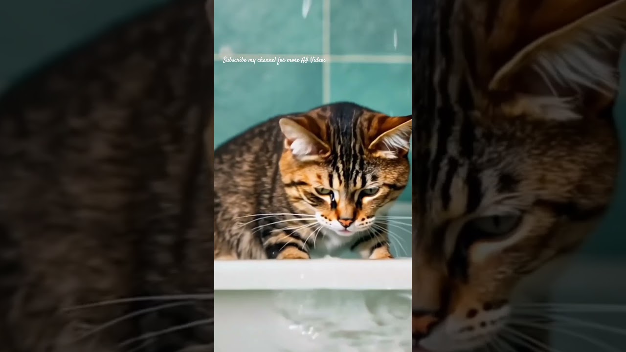 A cute cat takes bath 🚿🤩
