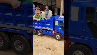 Kid riding on Big RC dump truck! #remotecontroltruck