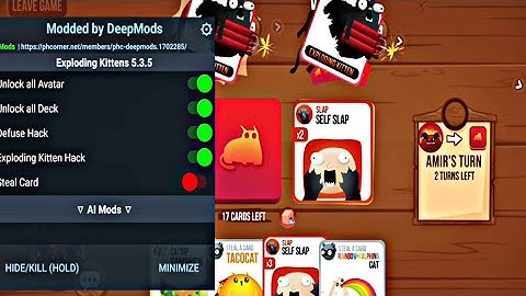 EXPLODING KITTENS MOD APK | MOD MENU | 5.3.5 | UNLOCKED ALL AVATAR,DECK,DEFUSE HACK, EXPLODING HACK