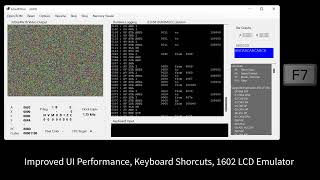 65816 Emulator: UI performance improvements, keyboard shortcuts, and emulated 1602 LCD