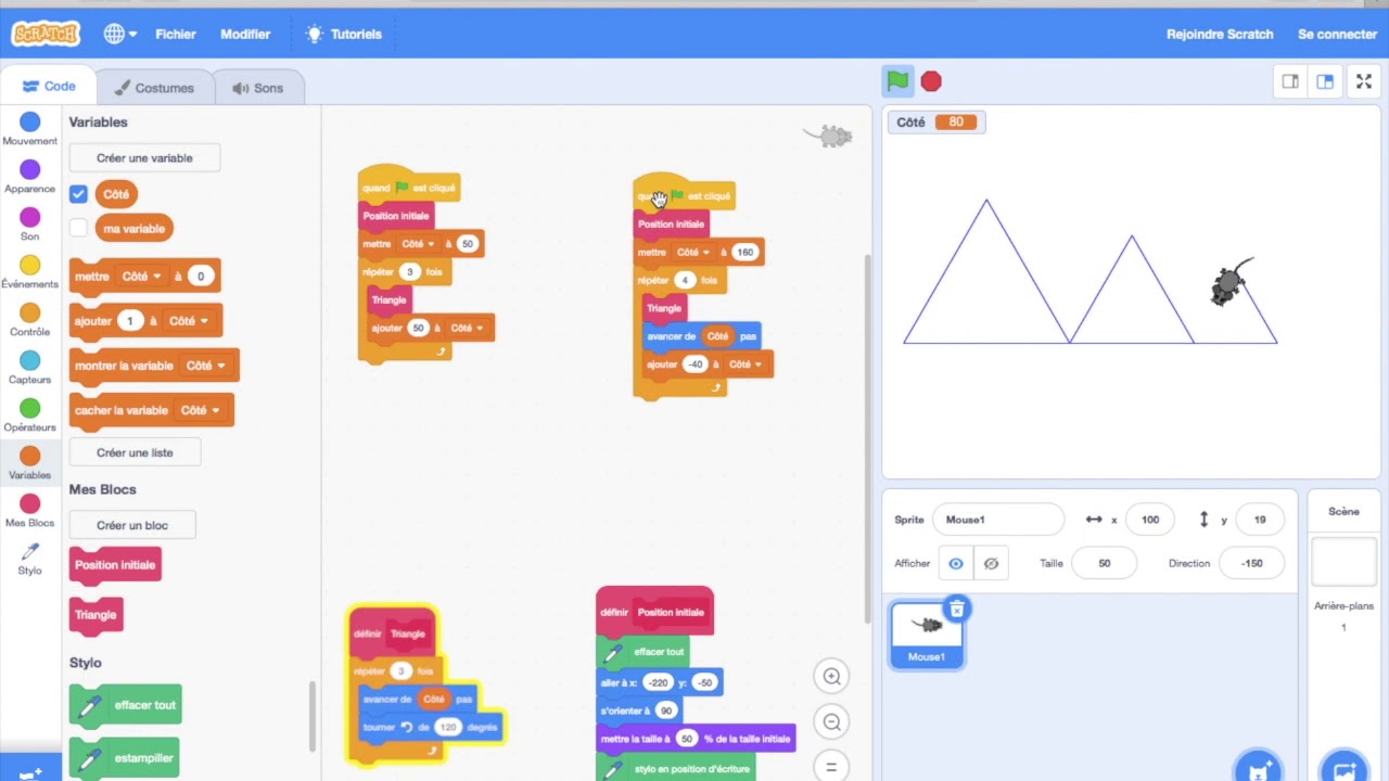 Frise et rotations de triangles avec Scratch. Partie 2 - YouTube