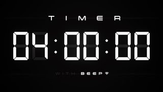4 Hours Digital Countdown Timer with Simple Beeps ⚪️