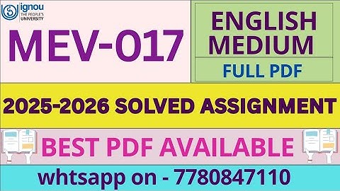 MEV17 Solved Assignment 2025-26 | MSc Environmental Science | IGNOU | January 2025 to July 2026