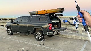 Living at World's LONGEST Fishing Pier for 24 hours (Stealth Truck Camping)