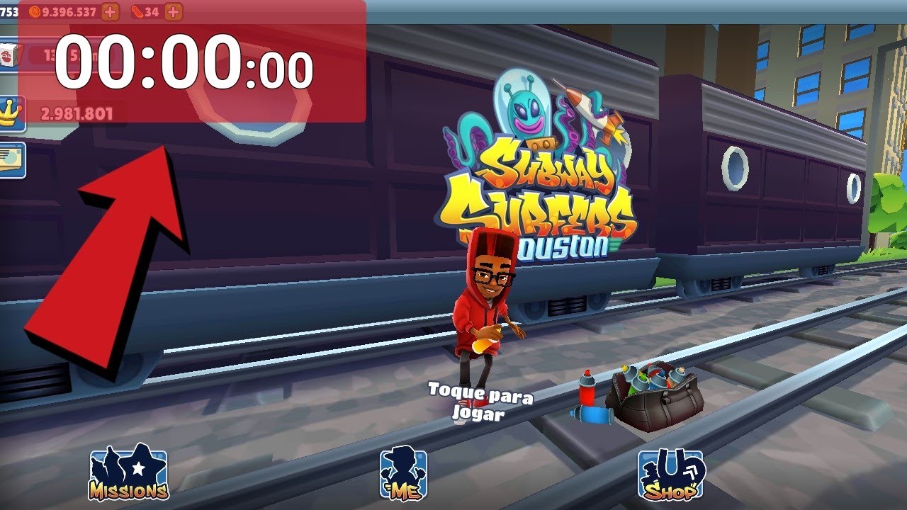 COMO USAR O CRONÔMETRO NO SUBWAY SURFERS, COLOCANDO TEMPO NA TELA, DESAFIO  DE 0 MOEDAS ( NO COINS ) 