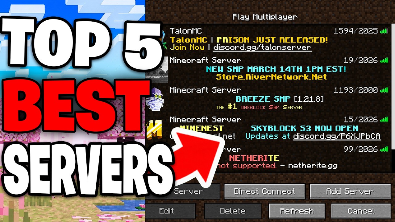 5 MINECRAFT SERVERS To join in 26.13 - YouTube