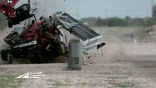 EV Tesla Model 3 Crash Test into Thrie-Beam Guardrail system. Texas A&M Transportation Institute.