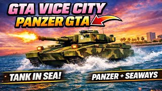 Tank Riding on Sea in GTA Vice City 🚤🔥 PANZER Cheat Code | Short Gameplay