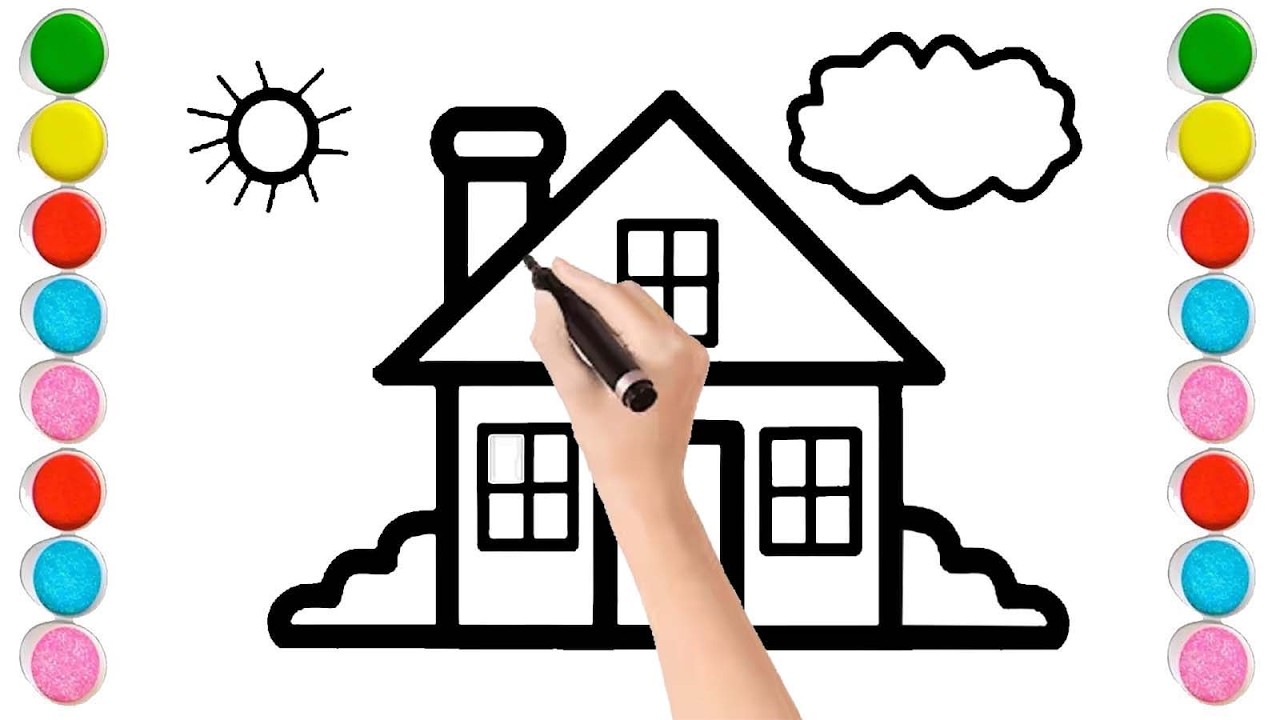 Draw a Simple House Step by Step For Kids !!