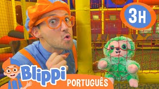 3 HORAS DE BLIPPI! | Blippi Visita um Parque Coberto (Animais da Selva) | Blippi em Português