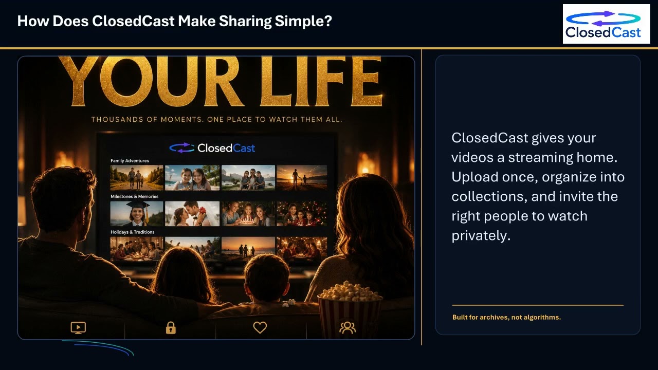 Private video streaming for families and organizations