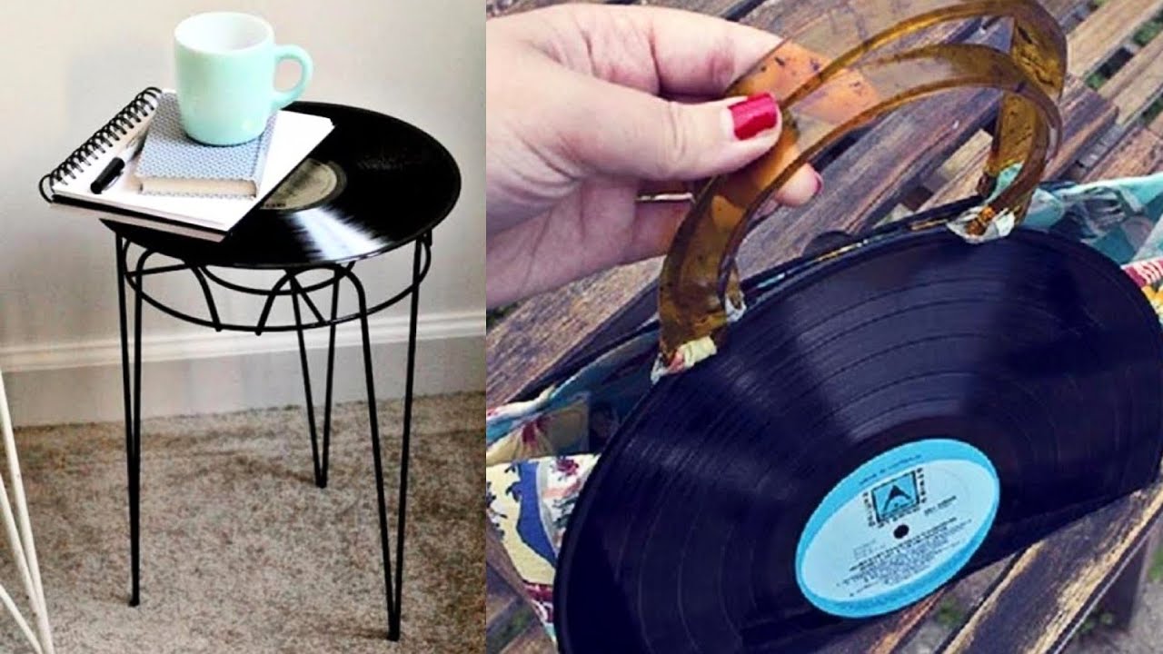 DIY CRAFT IDEAS FOR RECYCLED VINYL RECORDS. Reciclar y decorar con vinilos de música usados viejos