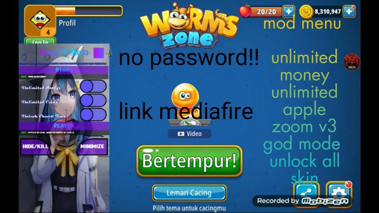 Worms zone io mod menu latest version YouTube