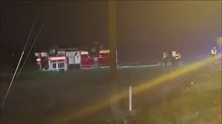 Crews respond to overturned firetruck on Reidville Rd. in Spartanburg Co.
