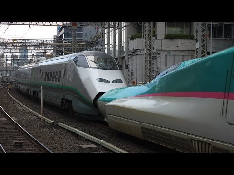 [1編成しかないシルバーカラー！]　139M+6139B つばさ・やまびこ139号 山形・仙台行の列車として東京駅22番線を静かに発車するシーン[E3系L65編成(旧塗装·銀つば)+E5系U41編成]