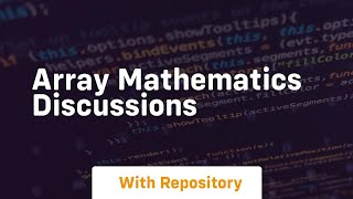 array mathematics discussions