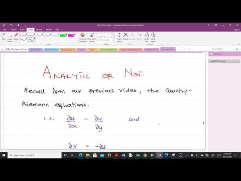 Determining whether a function is analytic or not using the Cauchy-Riemann Equations.