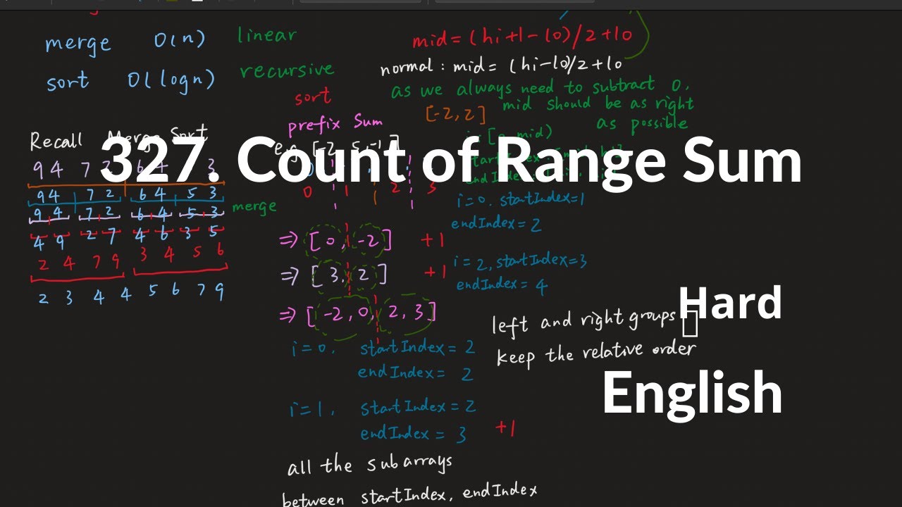 Leetcode 327. Count Of Range Sum Explanation And Solution