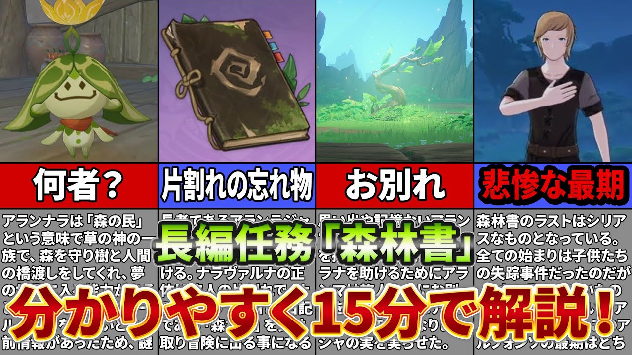 【原神】長編世界任務「森林書」ってどんな話だったの？友達の為に大冒険をしたアランナラの決断とは？【ゆっくり解説】