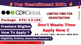 CDK Global is Hiring Freshers 2021 | Golden opportunity | Recruitment and Selection |  Online job.