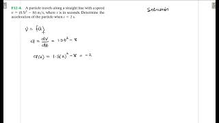 F12–4 Kinematics of a Particle (Chapter 12: Hibbeler Dynamics) Benam Academy