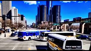 MINI OREO SANDWICHES SMART DE60LF & 2 DDOT RTS ENTERING IN BEAUTIFUL DOWNTOWN DETROIT 