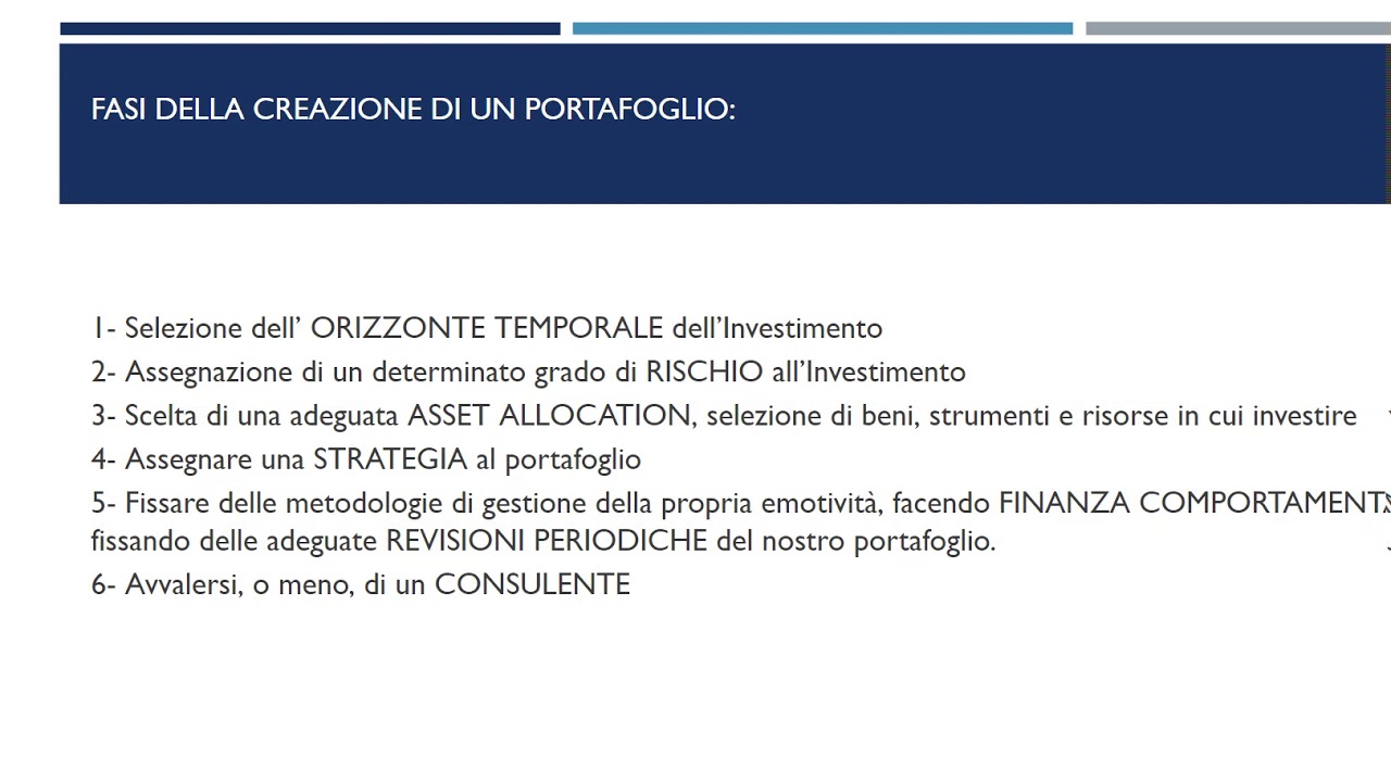 La Costruzione di un Portafoglio d'Investimento: INTRODUZIONE - YouTube