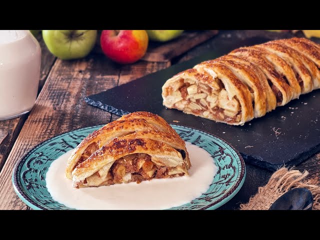 Quick Apple Strudel with Puff Pastry and Vanilla Sauce - Easy Recipe -  YouTube
