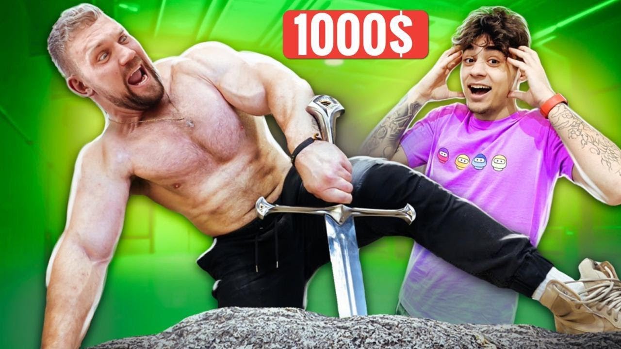 Самый СИЛЬНЫЙ Человек В МИРЕ vs МЕЧ В КАМНЕ с 1000 YouTube