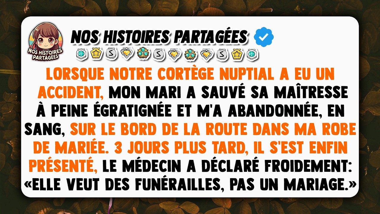 Le jour de mon mariage, je me vidais de mon sang dans une voiture accidentée. Mon fiancé a couru porter dans ses bras son amie Britney, qui n’avait qu’une minuscule égratignure, jusqu’à...