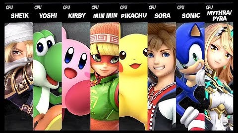 Sheik VS Yoshi VS Kirby VS Min Min VS Pikachu VS Sora VS Sonic VS Mythra / Pyra Smash Bros Ultimate