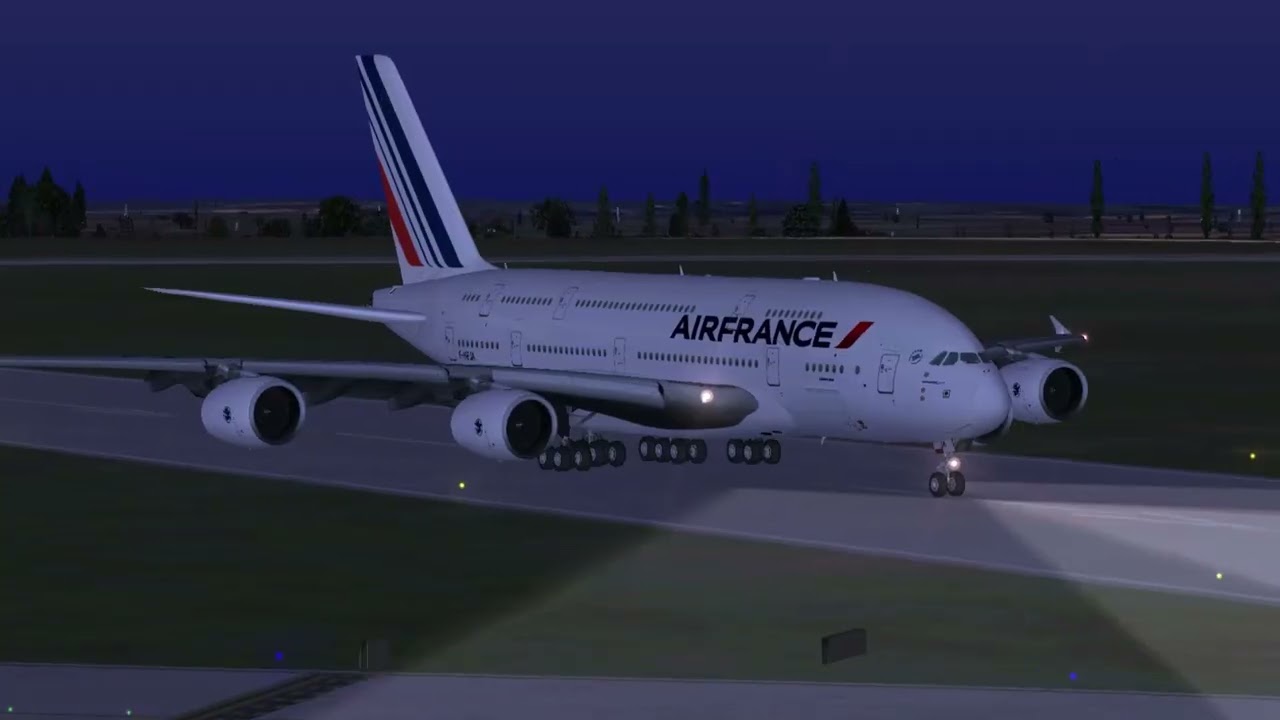 Airbus A380 departure Charles de Gaulle Airport Paris