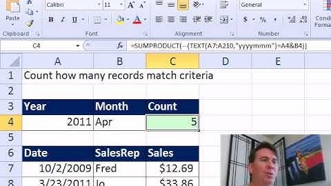 Mr Excel & excelisfun Trick 68: Count Dates in Column That Match Year and Month Criteria
