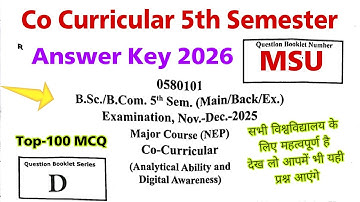 co curricular 5th semester msu answer key 2026 | analytic ability and digital awareness 5th semester