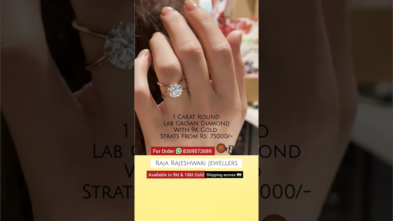 Lab Grown 1ct Round Diamond Made with 9kt Gold 