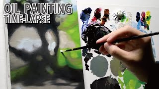 油絵タイムラプス] 2時間で描くリアルなピンボケの風景のメイキング