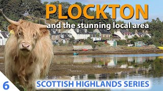 หมู่บ้าน Plockton และสภาพแวดล้อมที่สวยงาม - วัวที่ราบสูงอย่างใกล้ชิด!