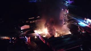 Aerial drone video shows massive size of fire that destroyed Davison business