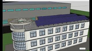 Large Park Solar 3D Design | Flat Roof + Workshop + Carport | Huayu New Energy