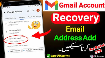 Gmail Me Recovery Email Kaise Add Kare 2025 | Google Account Recovery Email Setup in Urdu/Hindi