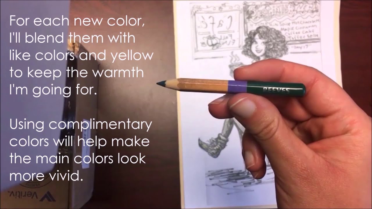 Coloring an Inktober Drawing With Colored Pencils YouTube