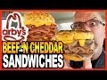 Arby's ★ Large Beef 'N Cheddar & Onion Rings Meal Review & Drive Thru Test