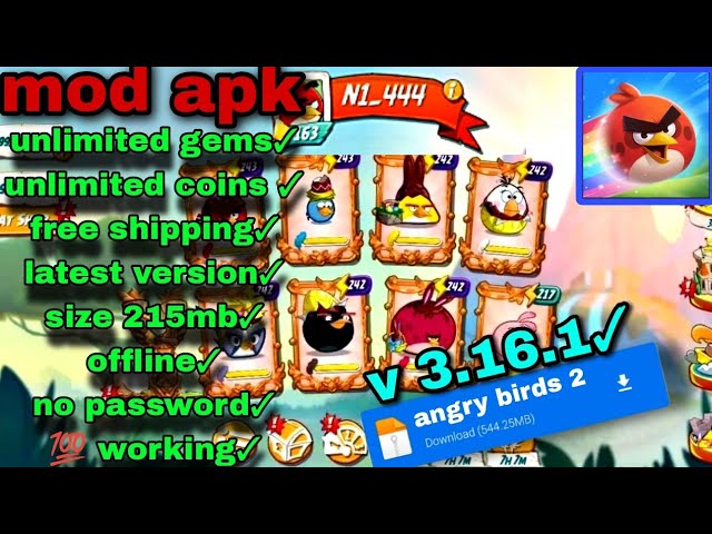 Angry Birds 2 Mod apk [Unlimited money][Mod Menu] download - Angry