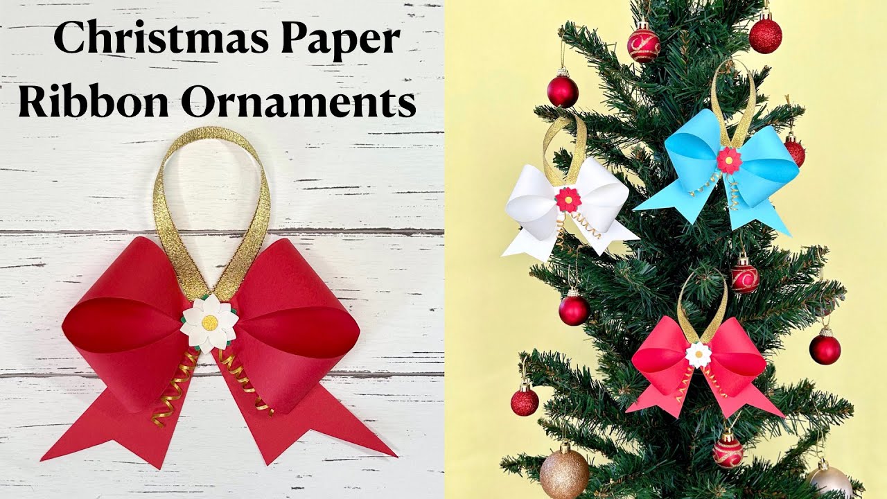 Christmas Paper Ribbon Ornaments 🎀 / 紙で作るクリスマス リボン オーナメント YouTube