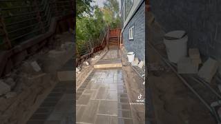 finishing the walkways with two custom landings, combining natural stone steps. #outdooroasis