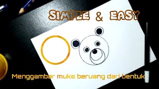 Cara sederhana membuat gambar muka beruang dari bentuk lingkaran