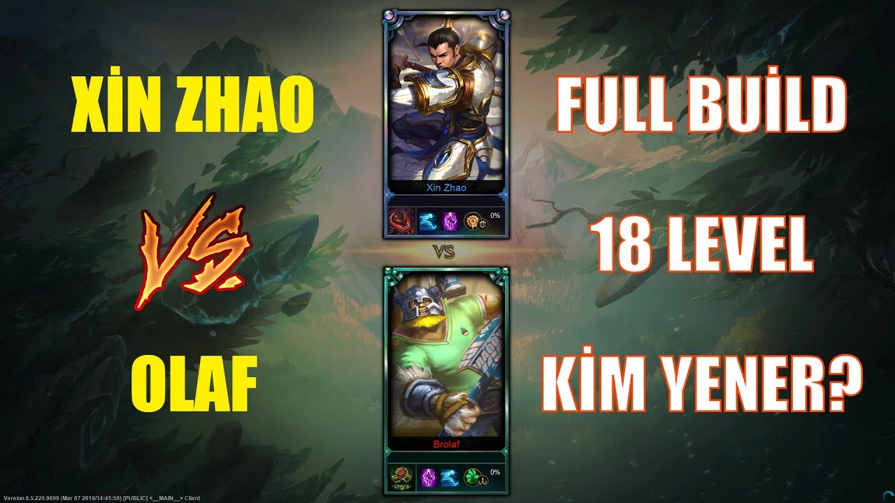 Xin Zhao vs Olaf Full Build 18 Level 1v1