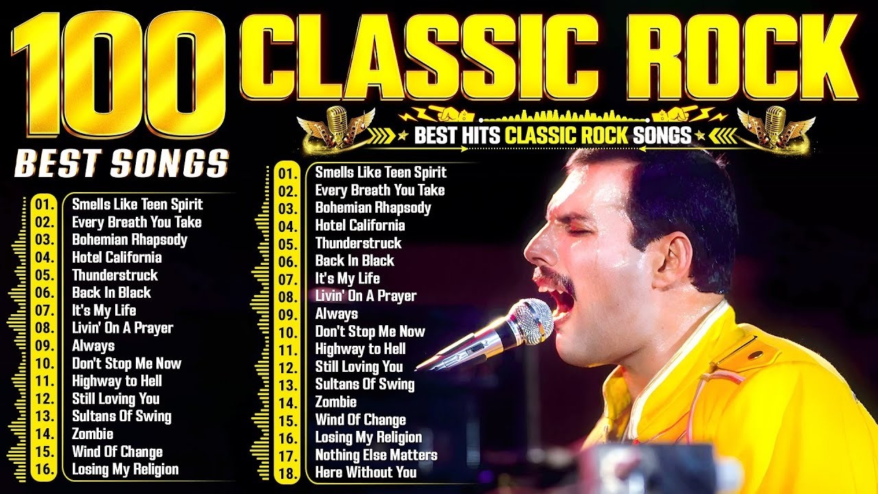 Top 100 Classic Rock Songs 70s 80s 90s ⚡ Nirvana, Queen, Guns N' Roses, Metallica, AC/DC, Aerosmith